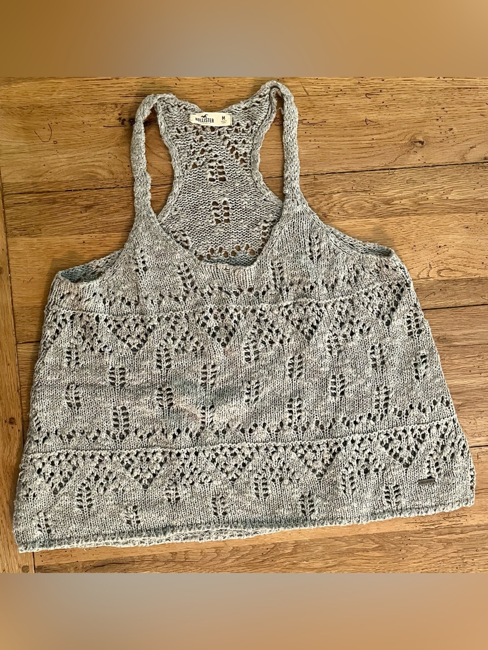 Hollister Light Gray Crochet Racerback Tank